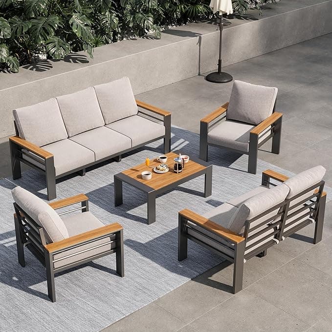 7-PC Patio Wicker Sectional Dining Set â Gray