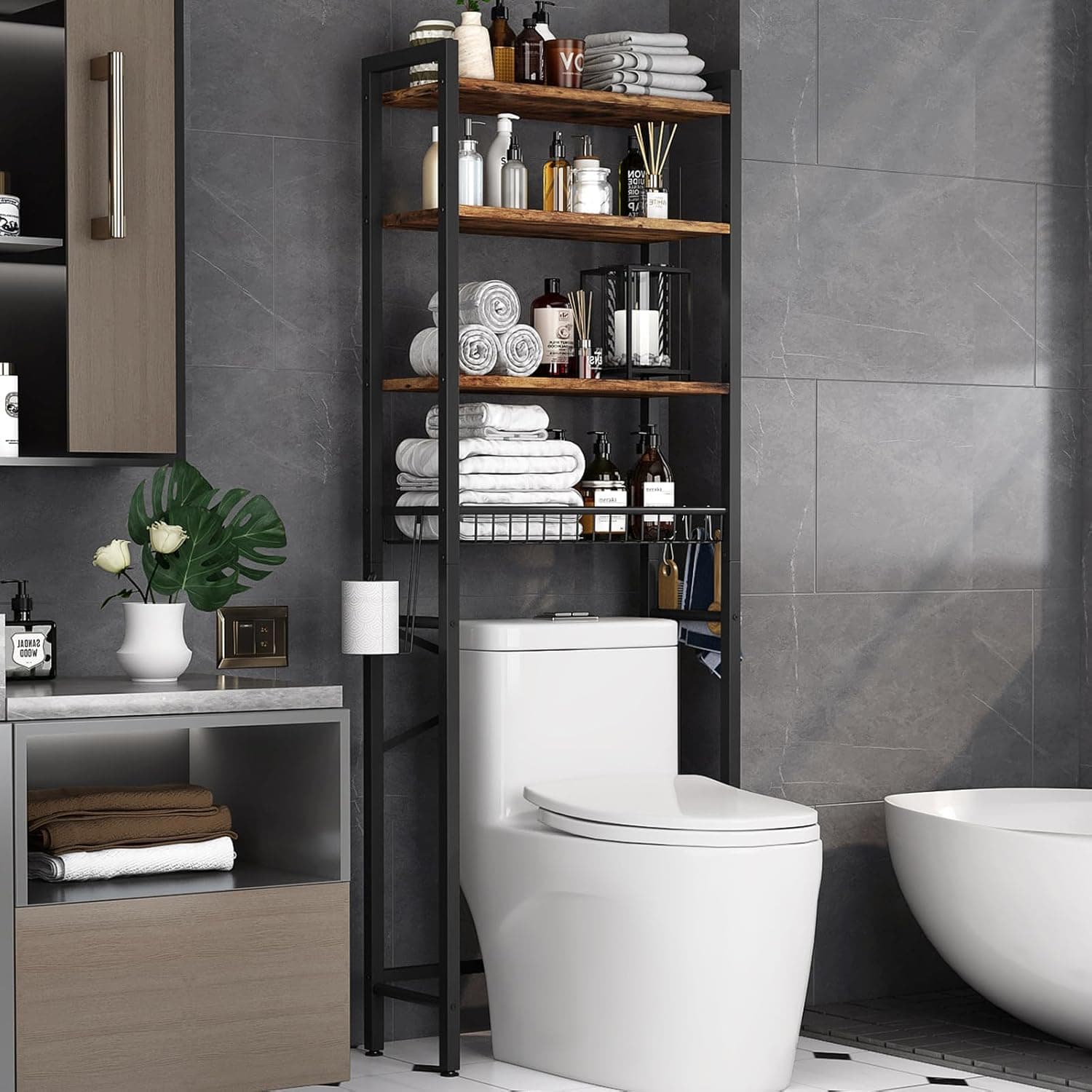Toilet Bathroom Organizer Adjustable Freestanding